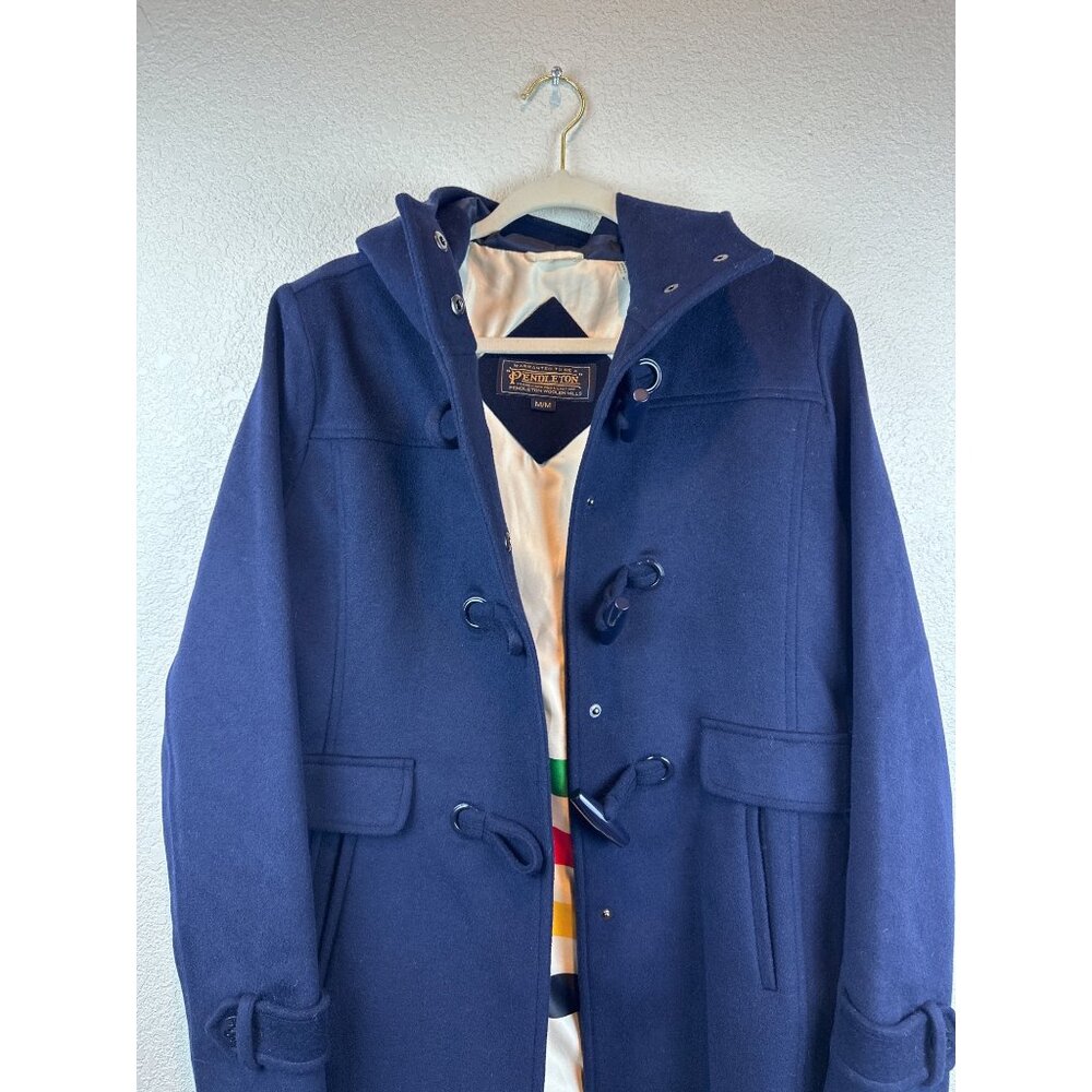 Pendleton Wool Duffle Coat Jacket Navy Hooded Tog… - image 2
